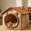 Cozy Plush Cabin Pet Cave Bed