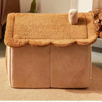 Cozy Plush Cabin Pet Cave Bed